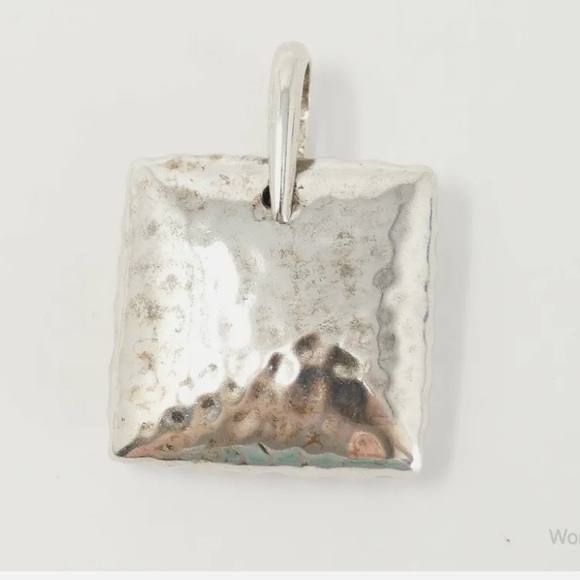Silpada Vintage Solid Sterling Silver Square Pendant & Thick Heavy Chain - Picture 4 of 11